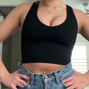 athleta black cropped tank